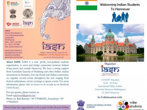 Freshers Meet FLYER in IASH Welcoming Indian Students to Hannover
