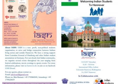 Freshers Meet FLYER in IASH  Welcoming Indian Students to Hannover